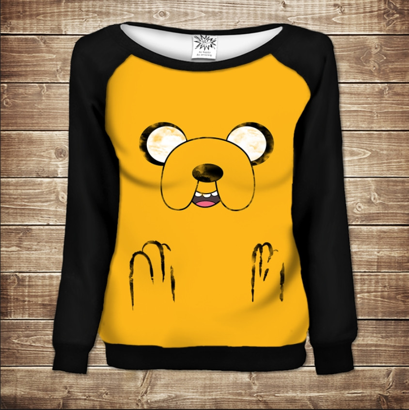 Жіночий світшот - реглан з відкритими плечима з 3D принтом-Час пригод. Джейк ВСІ Розміри Преміум тканина