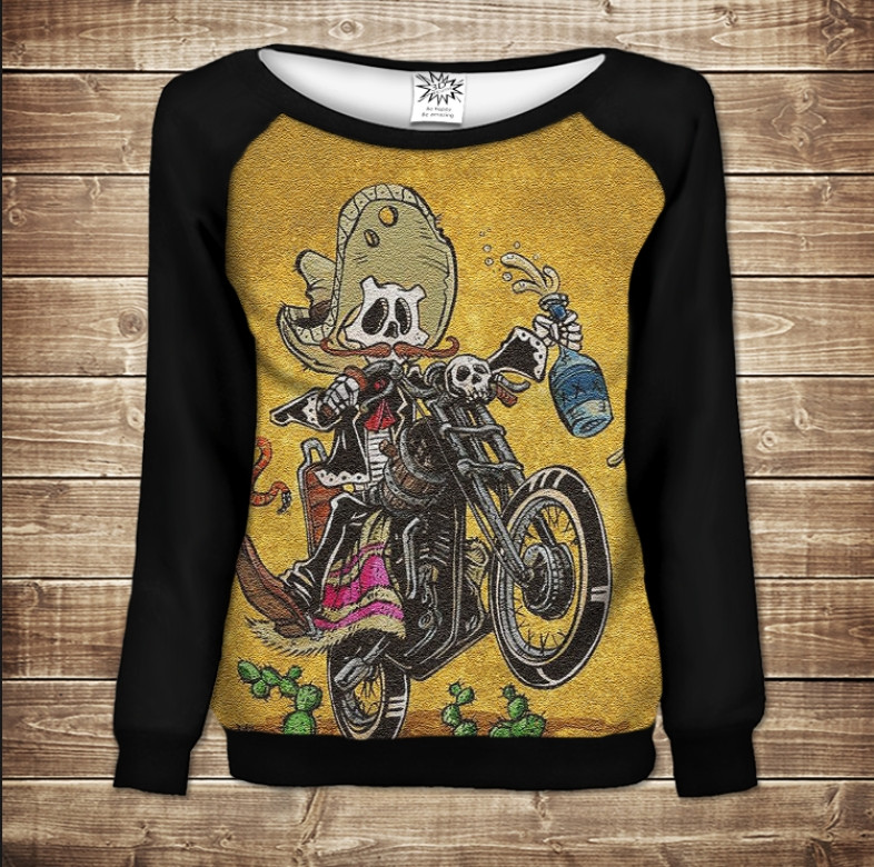 Жіночий світшот - реглан з відкритими плечима з 3D принтом-Текілла і Міскаль ВСІ Розміри Преміум тканина