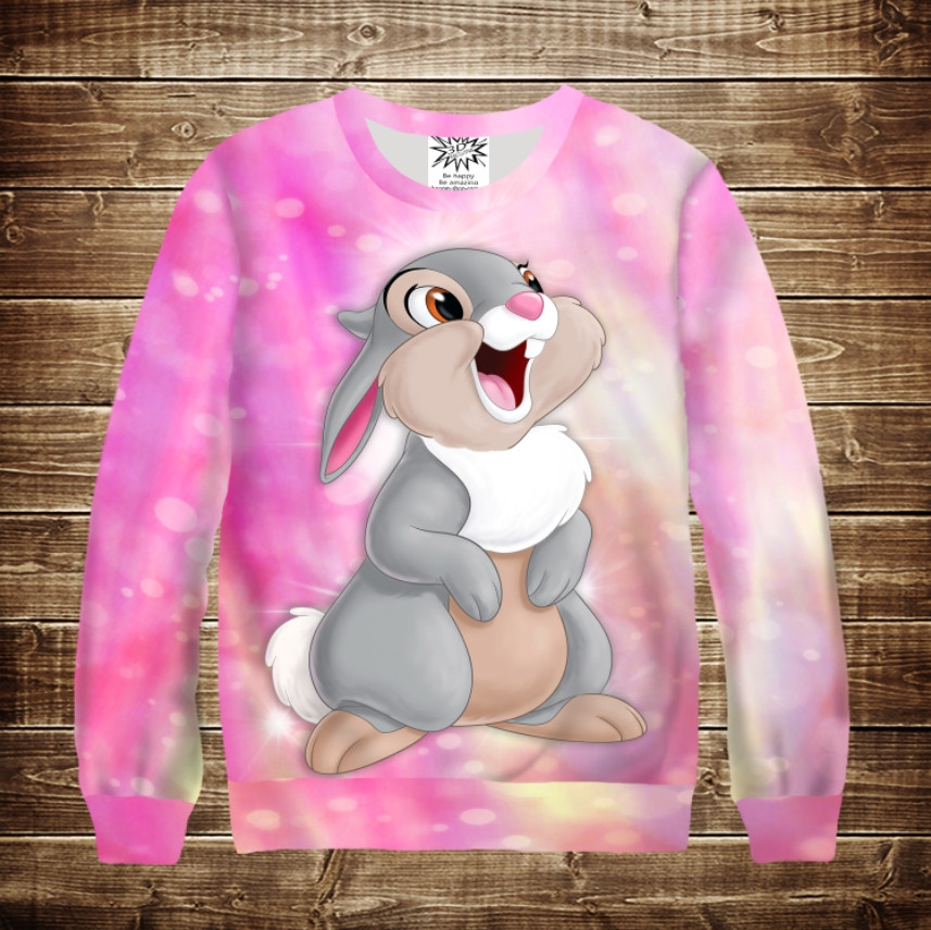 Світшот з 3D принтом Зайчик на рожевому фоні ВСІ Розміри Преміум тканина