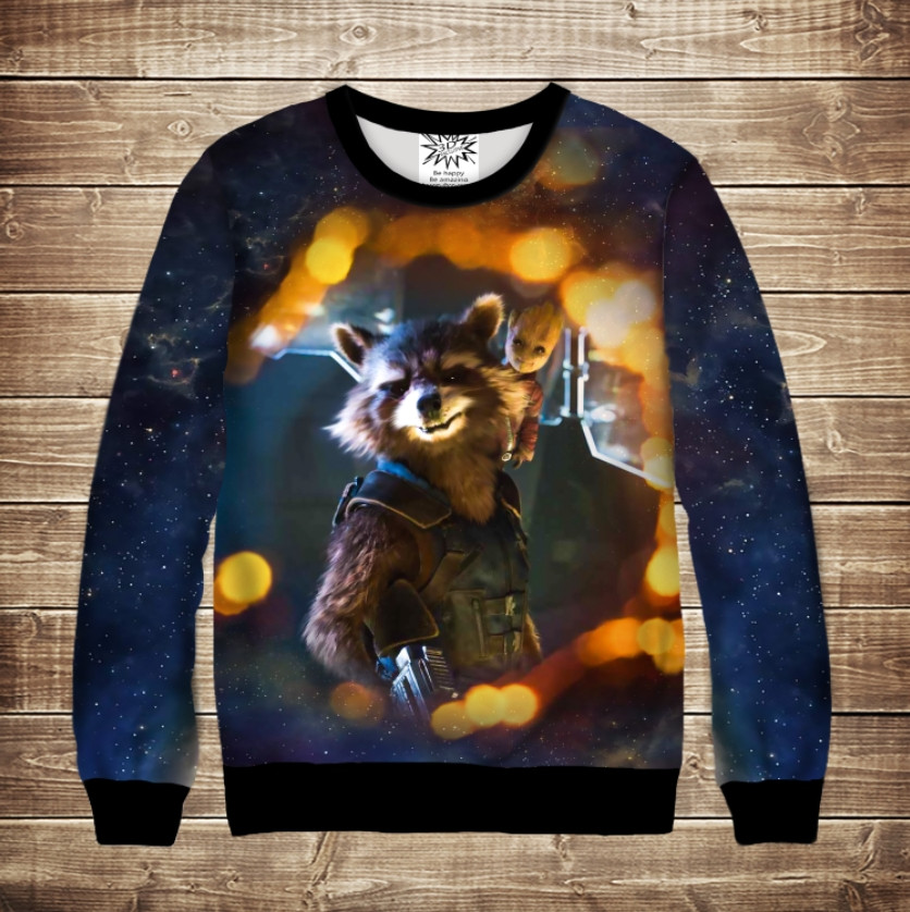 Світшот 3D ROCKET AND BABY GROOT Дорослі і Дитячі розміри ВСІ Розміри Преміум тканина