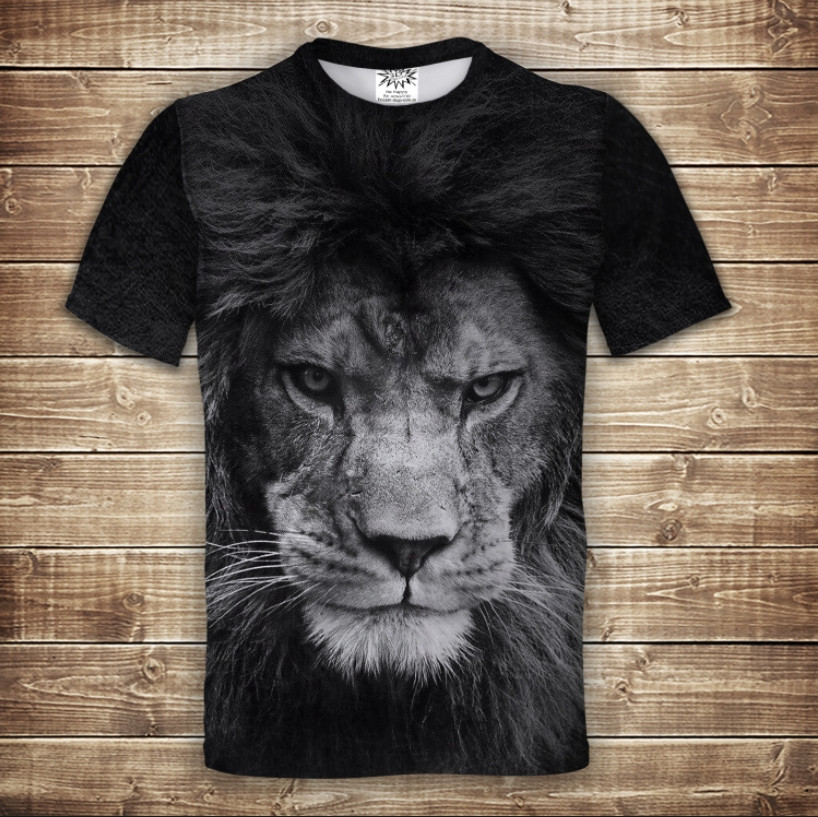 Футболка 3D Лев морда ( Дитячі і дорослі ) ВСІ Розміри Преміум тканина
