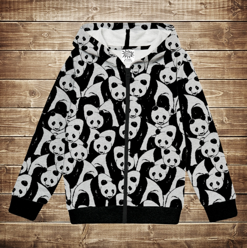Худі теплий з 3Д принтом Панда Дольче. Дорослі і Дитячі розміри. ВСІ Розміри Преміум тканина