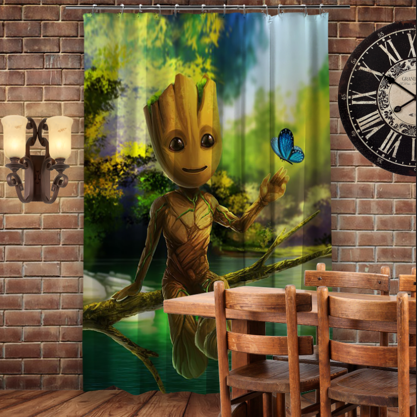 Штора 3D з принтом-Маленький Грут на дереві