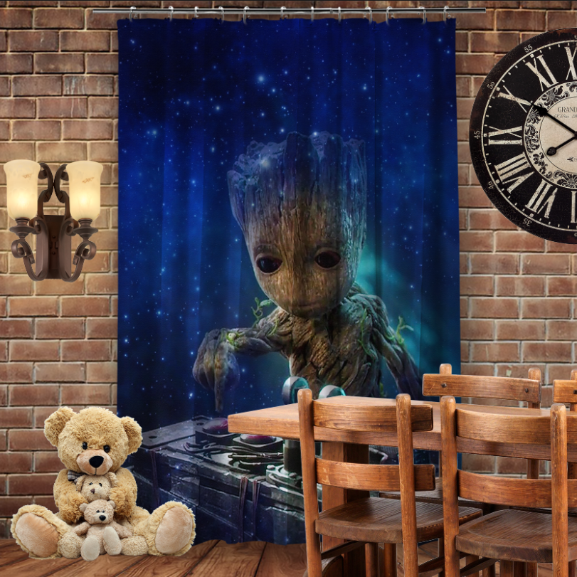 Штора 3D з принтом-Маленький Грут і музика