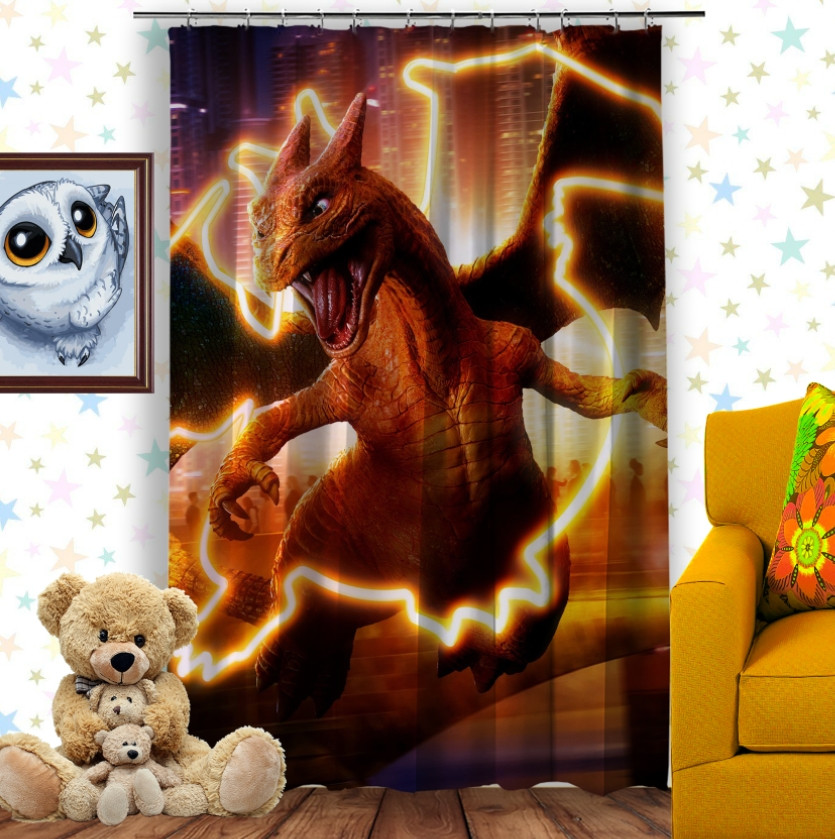 Штора 3D з принтом-Покемон Чаризард