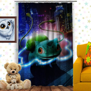 Штора 3D з принтом-Покемон Бульбозавр