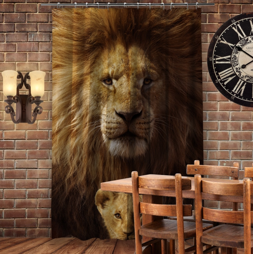 Штора 3D з принтом-Сімба і Муфаса. Королі Прайду