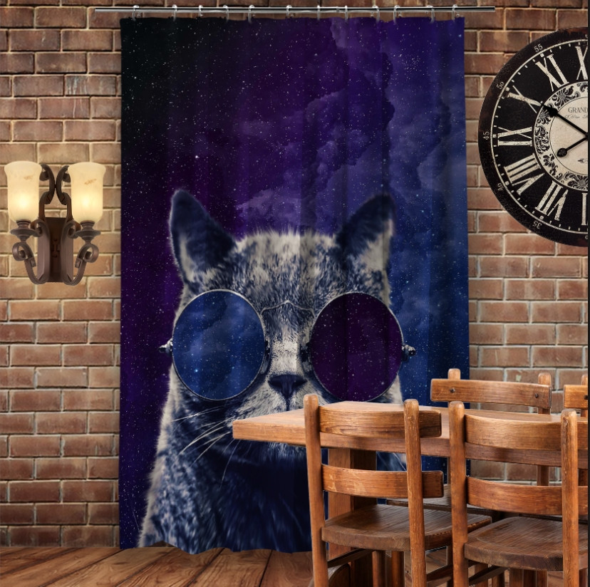 Штора 3D з принтом-Космічний кіт