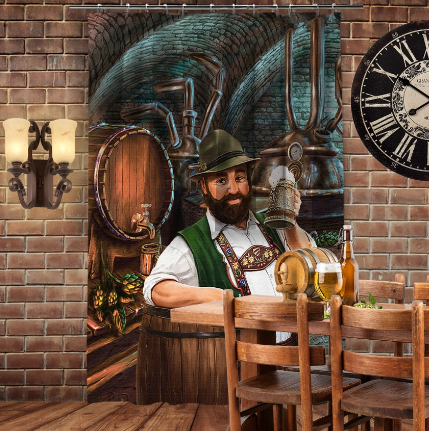 Штора 3D з принтом-Пивовар