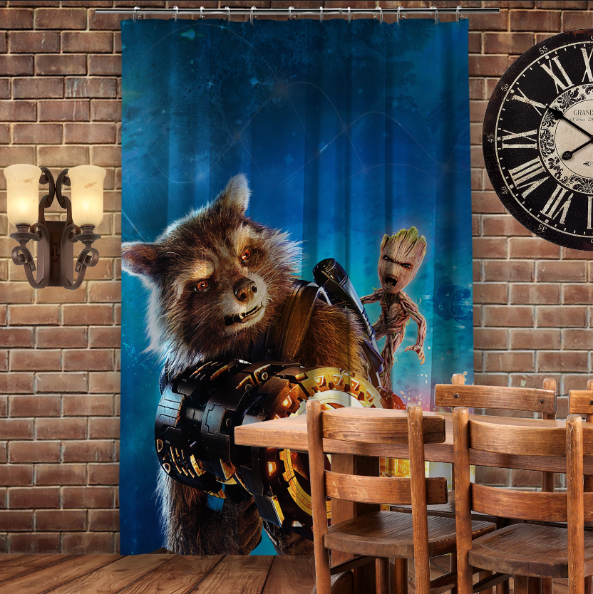 Штора 3D з принтом-Ракета Грут і кулемет