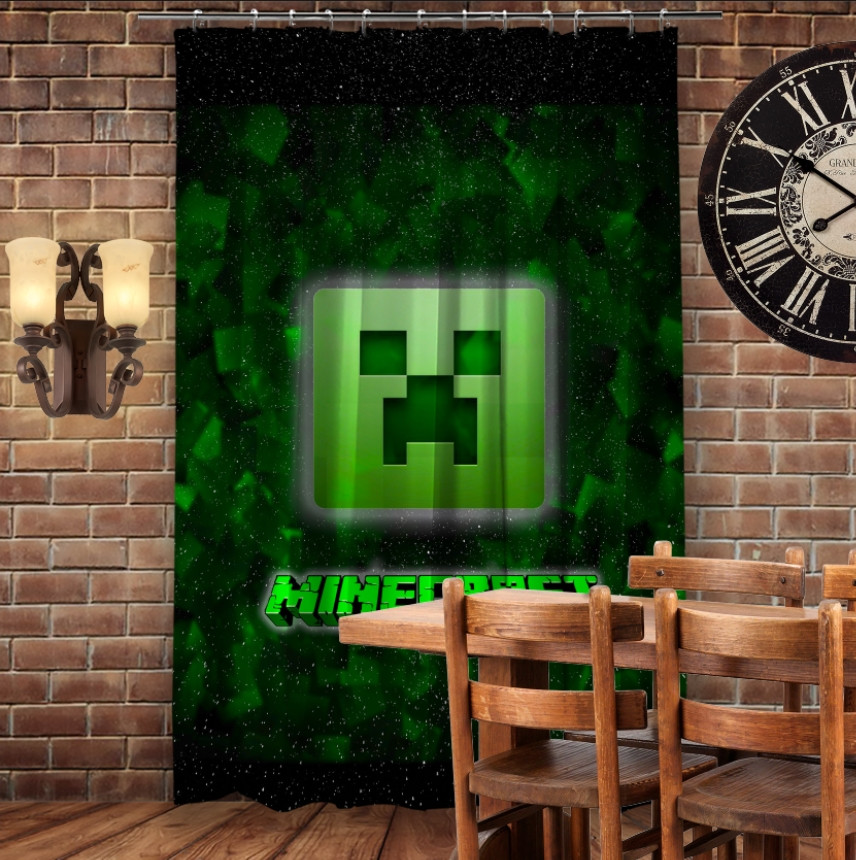 Штора 3D з принтом-Майнкрафт Лого Космос
