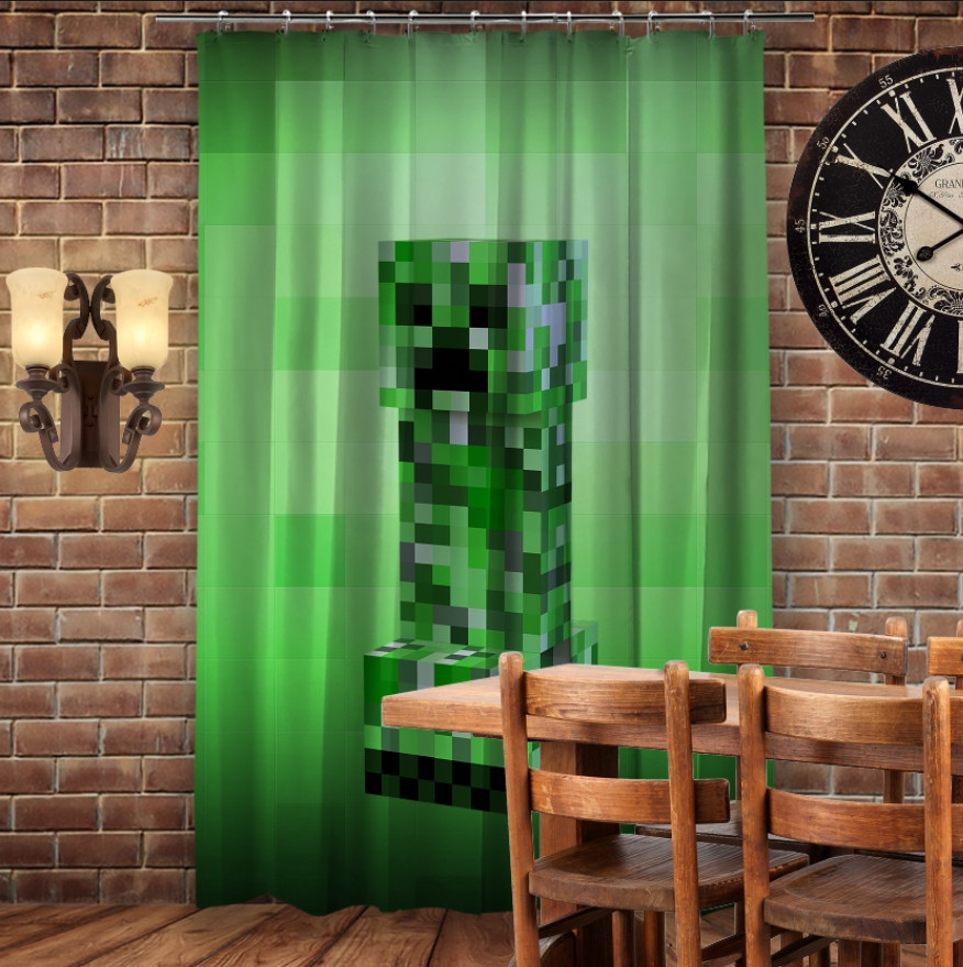 Штора 3D з принтом-Minecraft creeper big