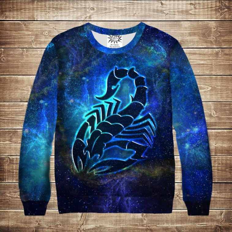 Світшот з крутим 3D принтом Scorpion In Cosmos ВСІ Розміри Преміум тканина