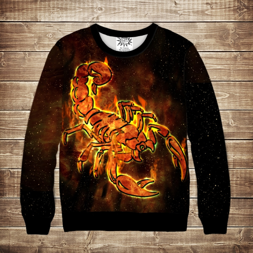 Світшот з крутим 3D принтом Scorpion In Fire ВСІ Розміри Преміум тканина