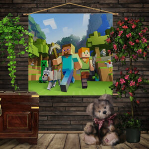 Мобільна картина-постер (гобелен)на тканині з 3D з принтом Minecraft classic