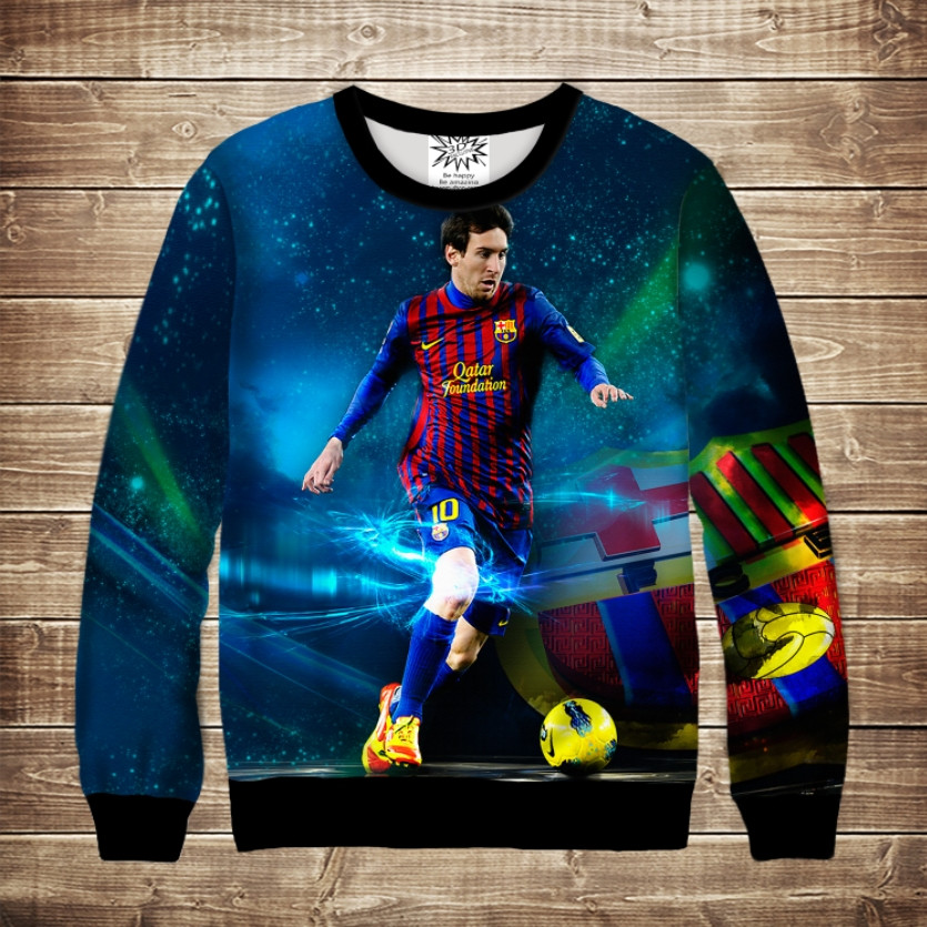 Світшот з 3D принтом Футбол. Мессі ВСІ Розміри Преміум тканина