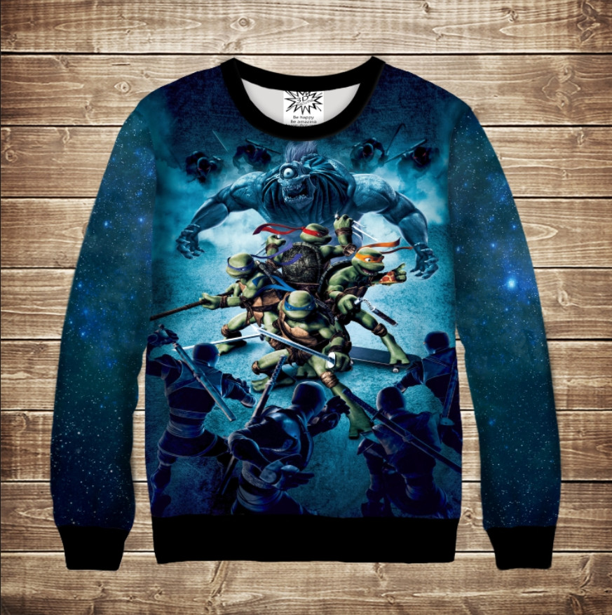 Світшот 3D Черепашки ніндзя і монстри ВСІ Розміри Преміум тканина