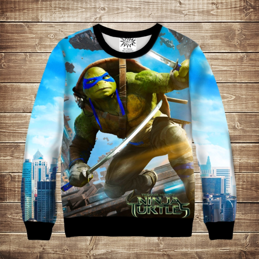 Світшот 3D Леонардо Черепашка Ніндзя з мечем ВСІ Розміри Преміум тканина