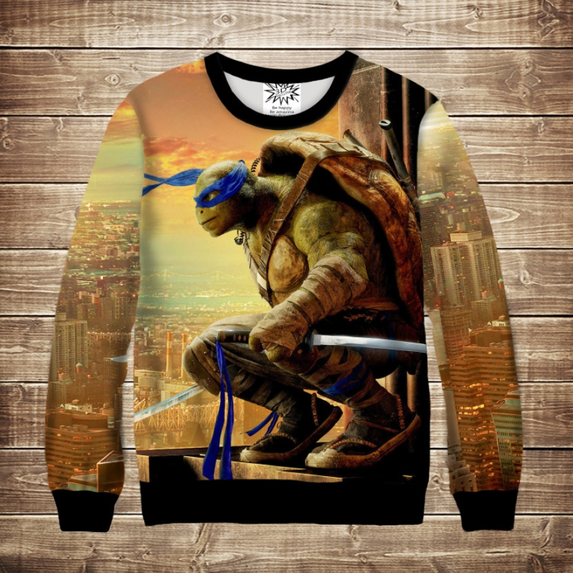 Світшот 3D Черепашка Ніндзя Лео (Леонардо) ВСІ Розміри Преміум тканина