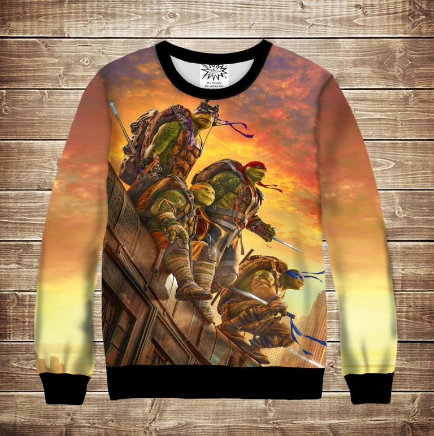 Світшот 3D Черепашки ніндзя на даху ВСІ Розміри Преміум тканина