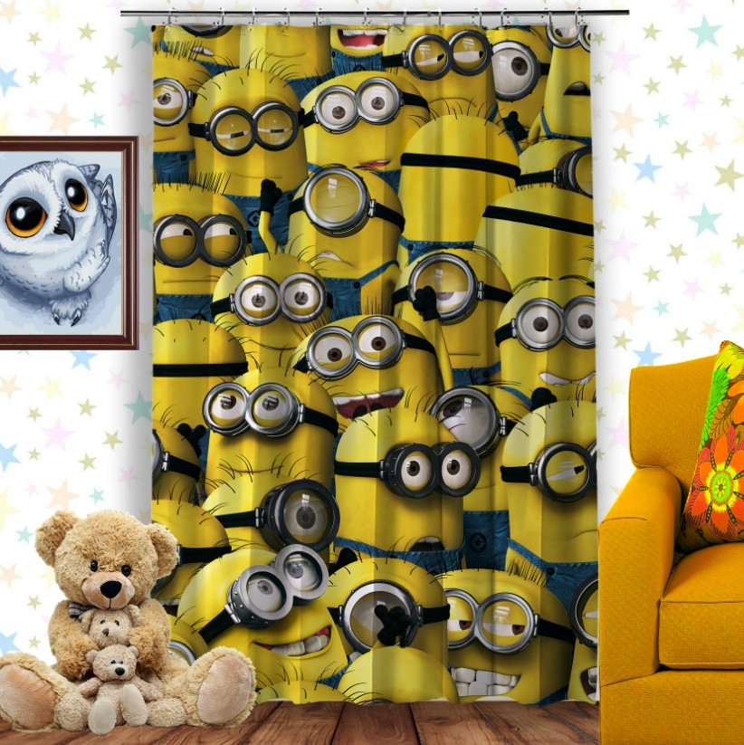 Штора 3D з принтом All Minions