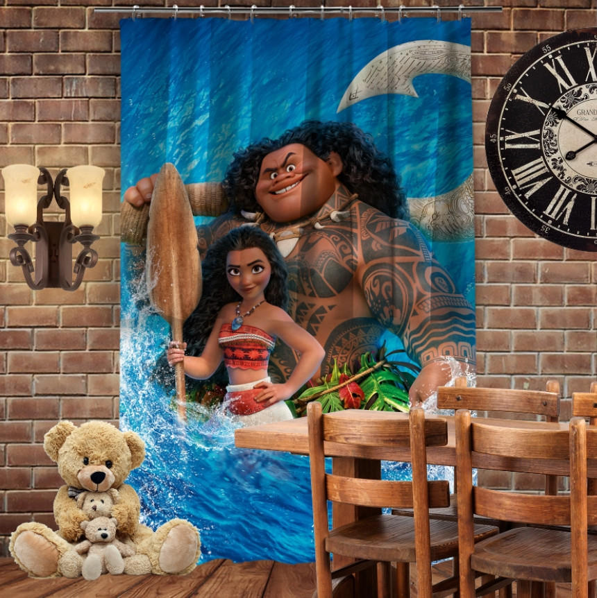 Штора 3D з принтом Moana and Maui in water
