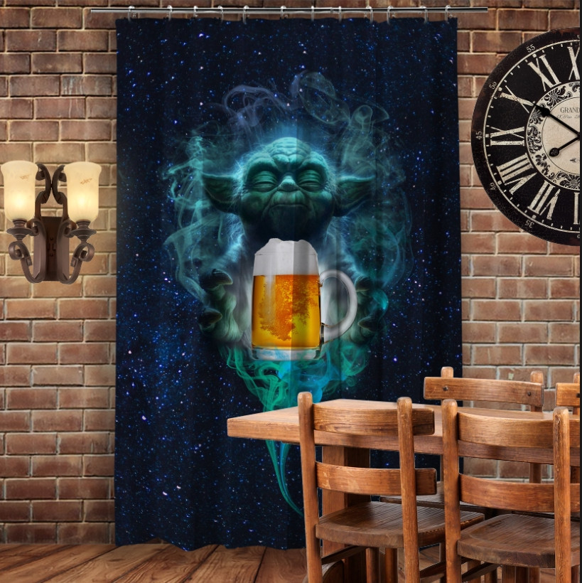 Штора 3D з принтом Йода Джин і пиво. Обери свою сторону