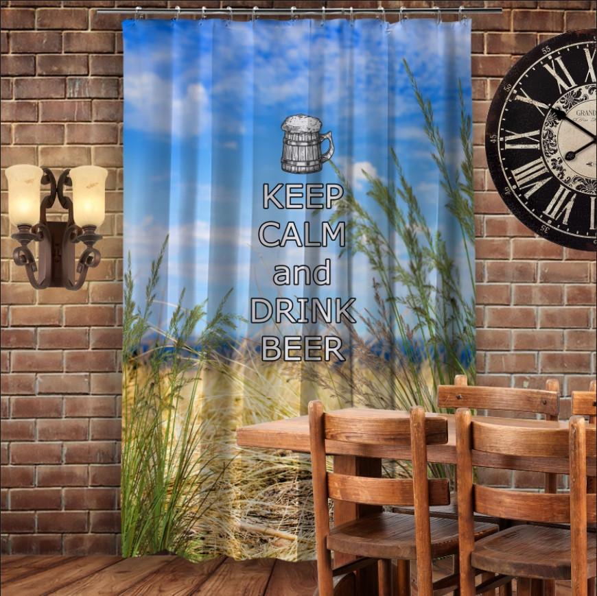 Штора 3D з принтом Keep Calm and Drink Beer