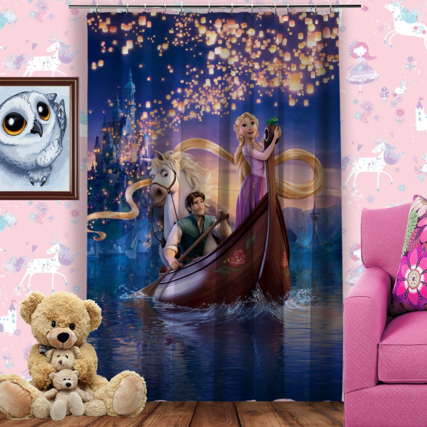 Штора 3D з принтом Рапунцель і Юджин