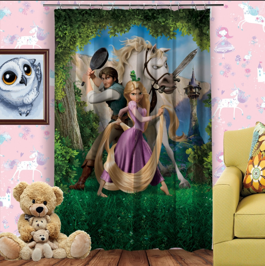 Штора 3D з принтом Рапунцель і друзі