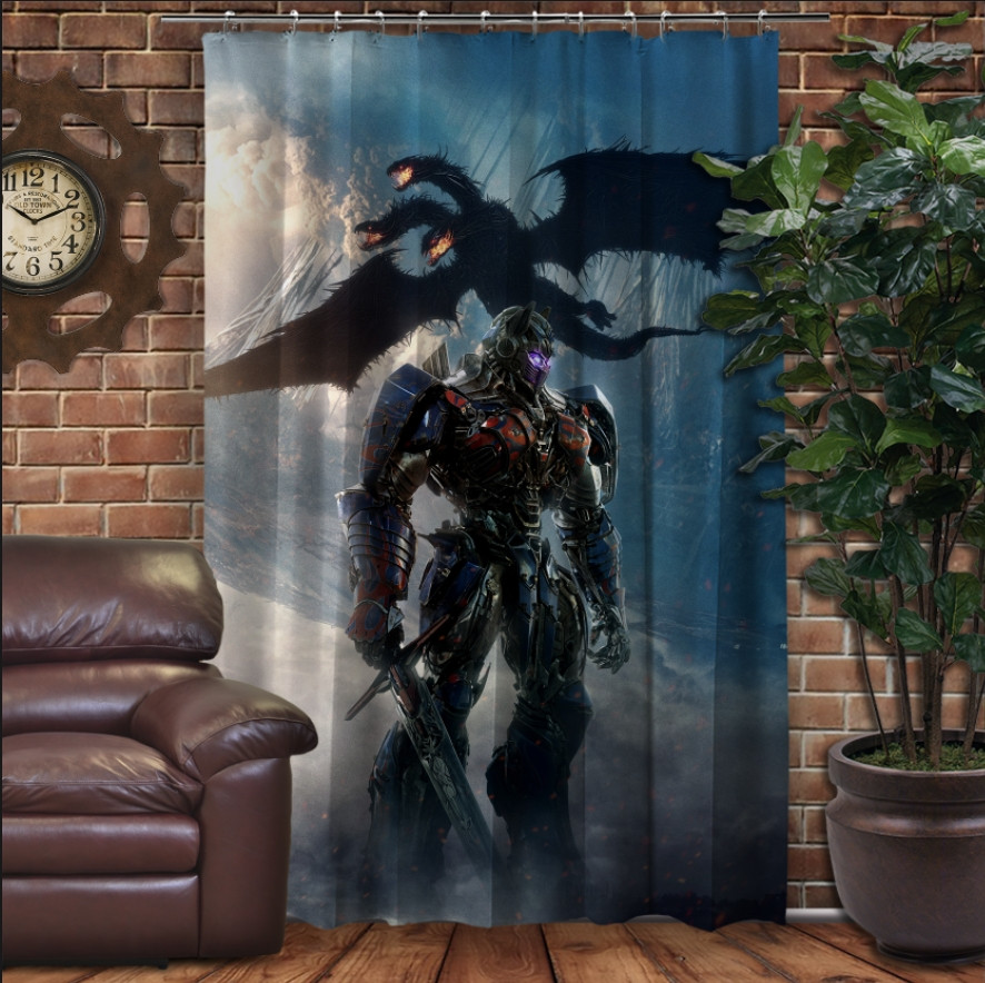 Штора 3D з принтом-Трансформерс. Оптимус Прайм і Дракон