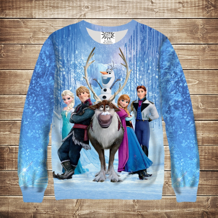Світшот з 3D принтом Холодне Серце (Frozen) Всі герої. Дорослі і Дитячі розміри ВСІ Розміри Преміум тканина