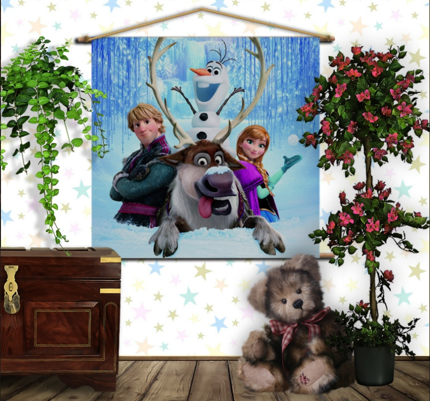 Мобільна картина-постер (гобелен)на тканині з 3D з принтом Frozen. Анна