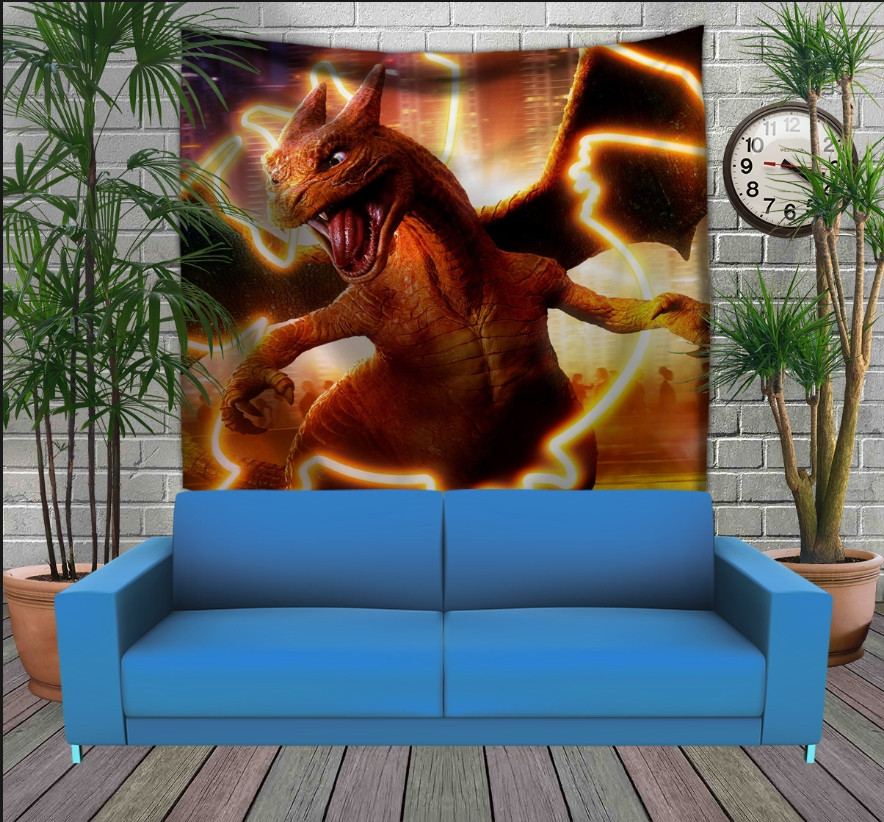 Панно тапестрі (гобелен)з 3D з принтом Покемон Чаризард