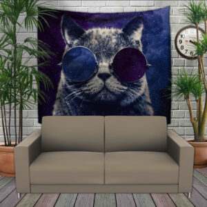 Панно тапестрі (гобелен)з 3D з принтом Космічний кіт