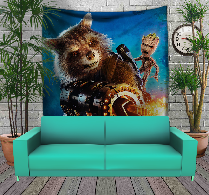 Панно тапестрі (гобелен)з 3D з принтом Ракета