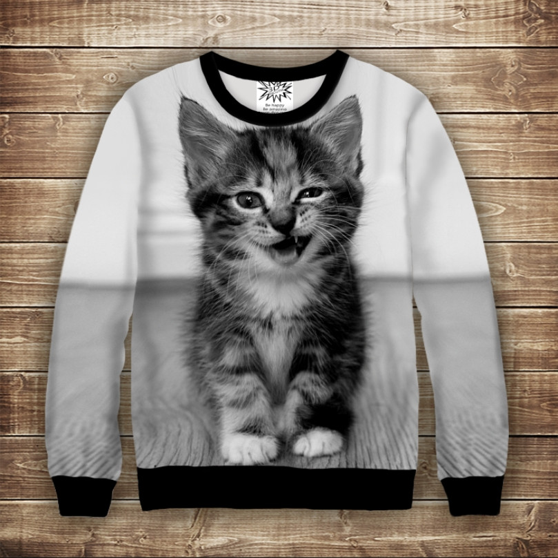 Світшот з 3D принтом Хитре кошеня ВСІ Розміри Преміум тканина