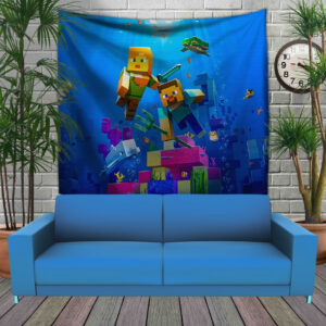 Панно тапестрі (гобелен)з 3D з принтом Майнкрафт підводний світ