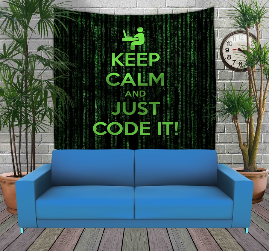 Панно тапестрі (гобелен)з 3D з принтом Keep Calm and Just Code It