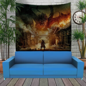 Панно тапестрі (гобелен)з 3D з принтом Бард Лучник і Смауг. Хоббіт