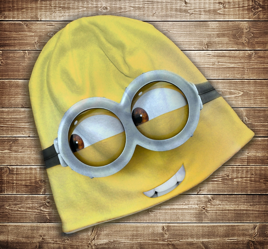 Шапка з 3D принтом-Фейс Міньона Всі розміри