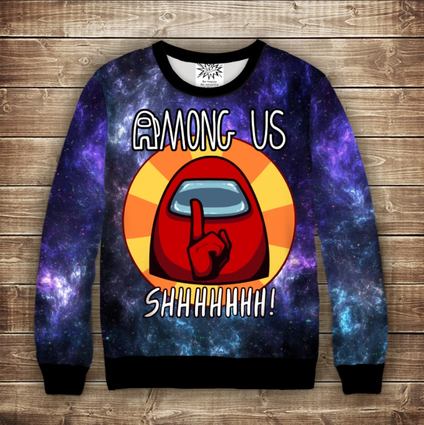 Світшот з 3D принтом Among Us Shhh ( Дитячі і дорослі ) ВСІ Розміри Преміум тканина