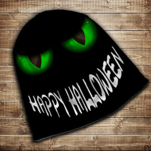Шапка з 3D принтом-Зелені очі Happy Halloween Всі розміри