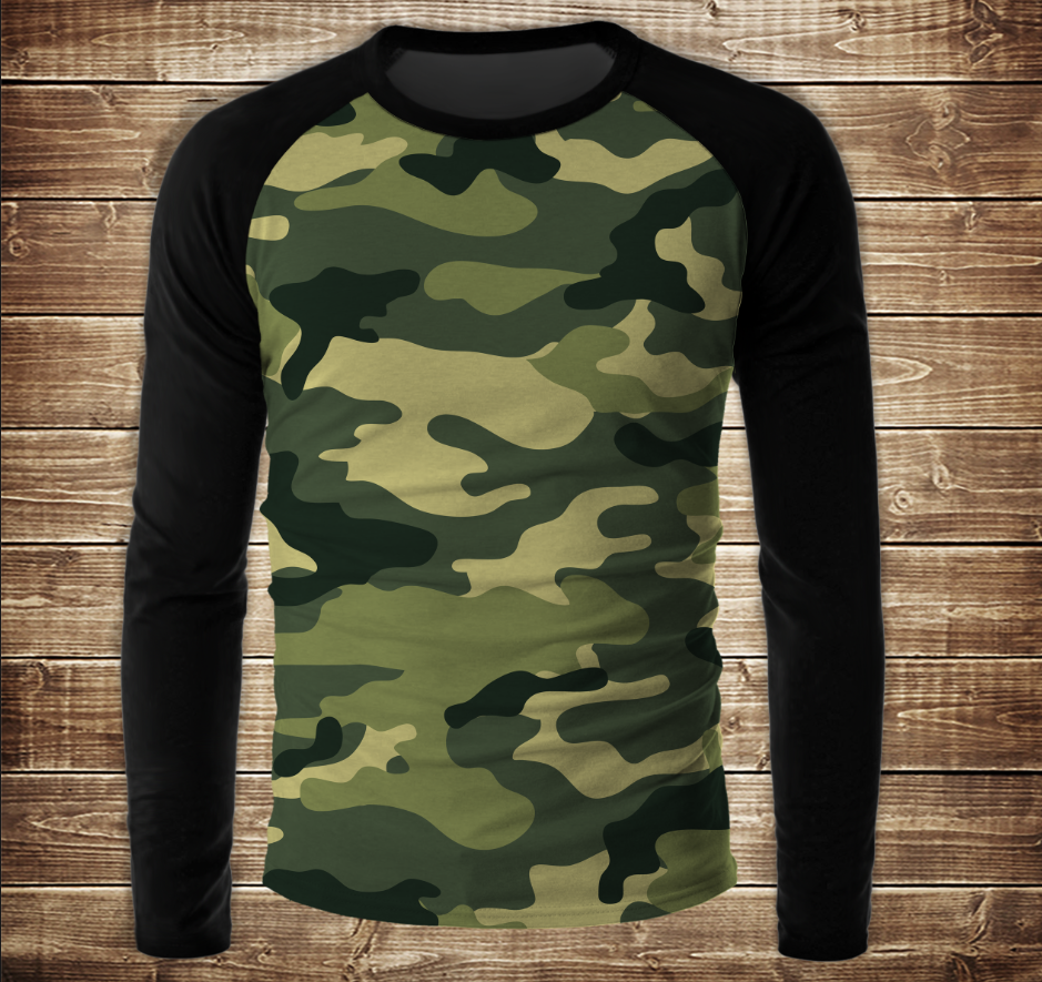 Лонгслив-реглан з 3D принтом- Camuflage classic ВСІ Розміри Преміум тканина