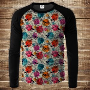 Лонгслив-реглан з 3D принтом- Color sculls ВСІ Розміри Преміум тканина