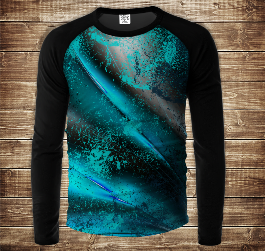 Лонгслив-реглан з 3D принтом- Blue Dark ВСІ Розміри Преміум тканина