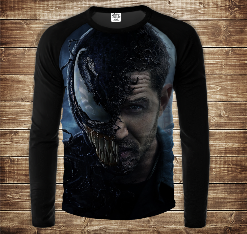 Лонгслив-реглан з 3D принтом-VENOM Tom Hardy ВСІ Розміри Преміум тканина