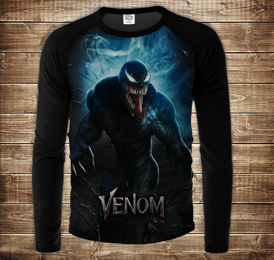 Лонгслив-реглан з 3D принтом-VENOM FATUM ВСІ Розміри Преміум тканина