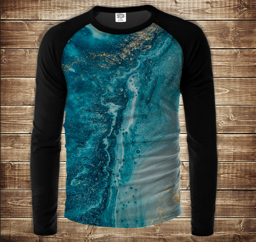 Лонгслив-реглан з 3D принтом- Азурит ВСІ Розміри Преміум тканина