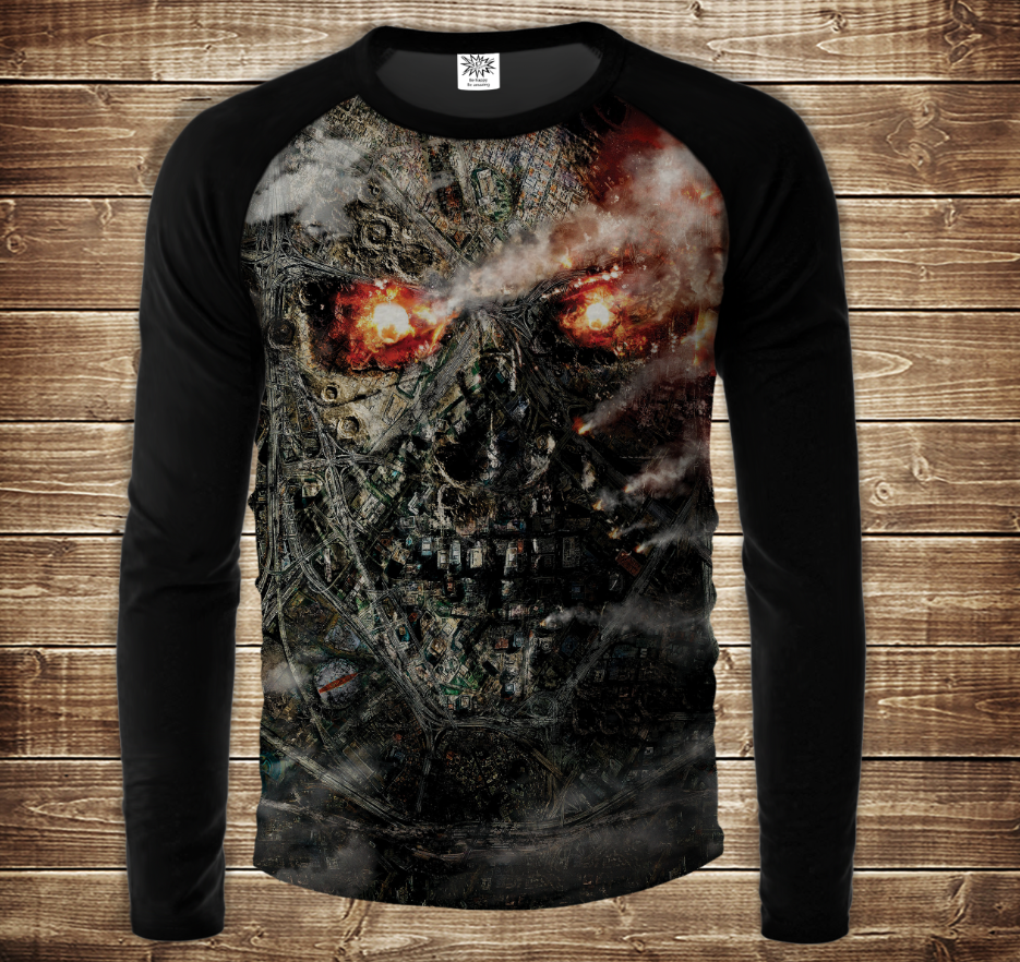 Лонгслив-реглан з 3D принтом- Термінатор 3 ВСІ Розміри Преміум тканина